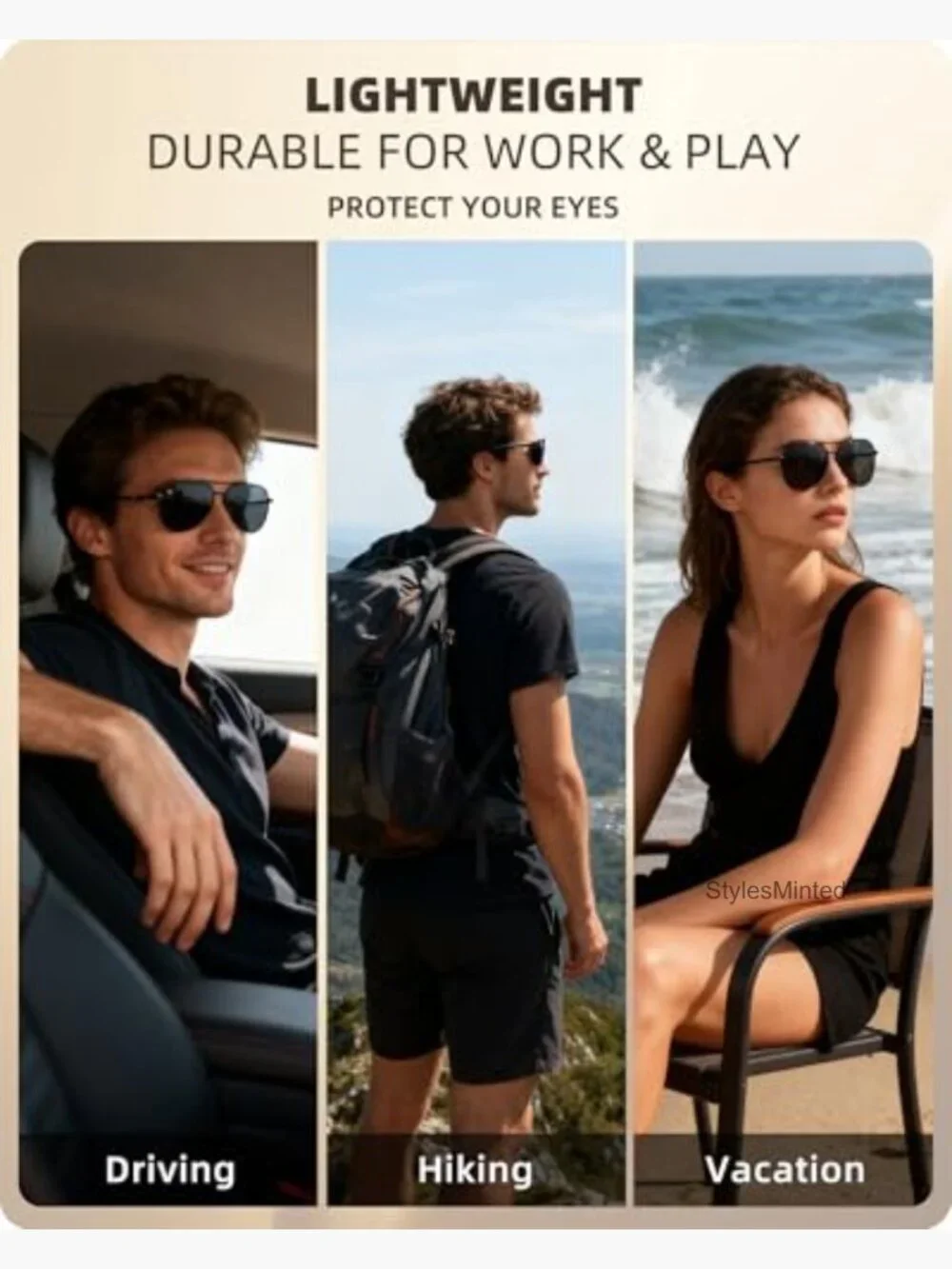 3 Pack Polarized Sunglasses Set Retro Round Aviator Rectangle UV400